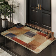 tapis porte motif géométrique beige marron orange bleu moderne rustiqueentrée extérieure intérieure 90x60cm