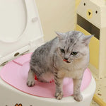 coussin toilette chat rose adhésif confortable pvc dimension 39cm 36.5cm ouverture 24cm 19cm