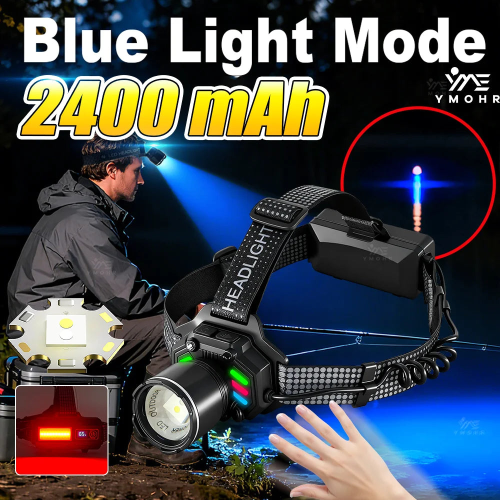 lampe frontale led rechargeable usb bande ajustable noir puissance