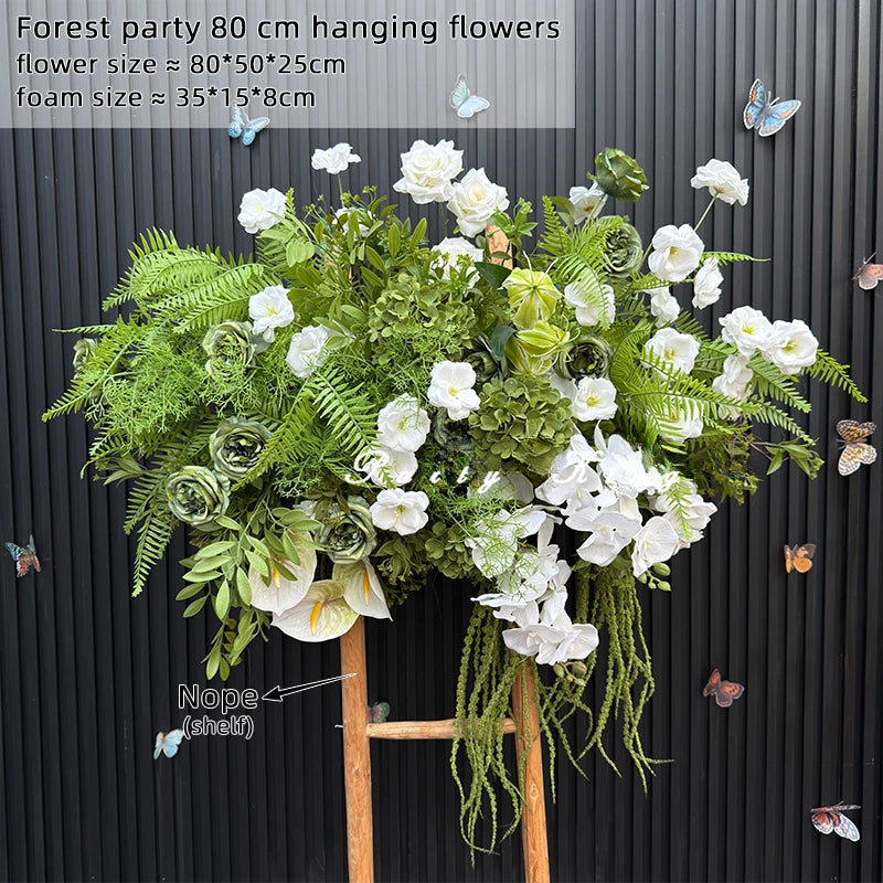 décoration maison naturelle composition florale artificielle feuilles fleurs vert blanc rose rustic styleextérieurintérieur