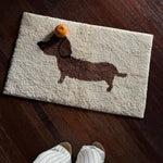 tapis moderne imprimé silhouette chien beige clair marron foncé polyester persan résistant décoration intérieure