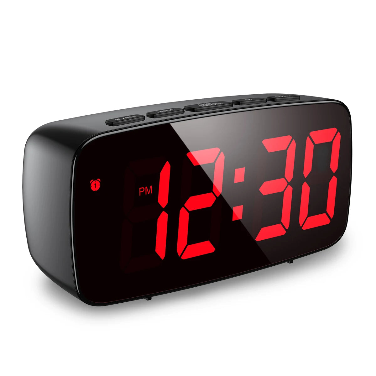 horloge numérique écran led rouge contrôle vocal mode nuit moderne