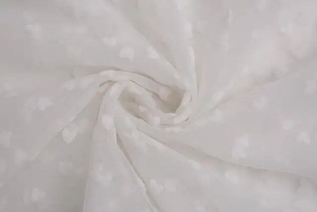 tissu polyester tulle guipure dentelle coeurs blancs transparent robe mariage délicate romantique 150cm rouge