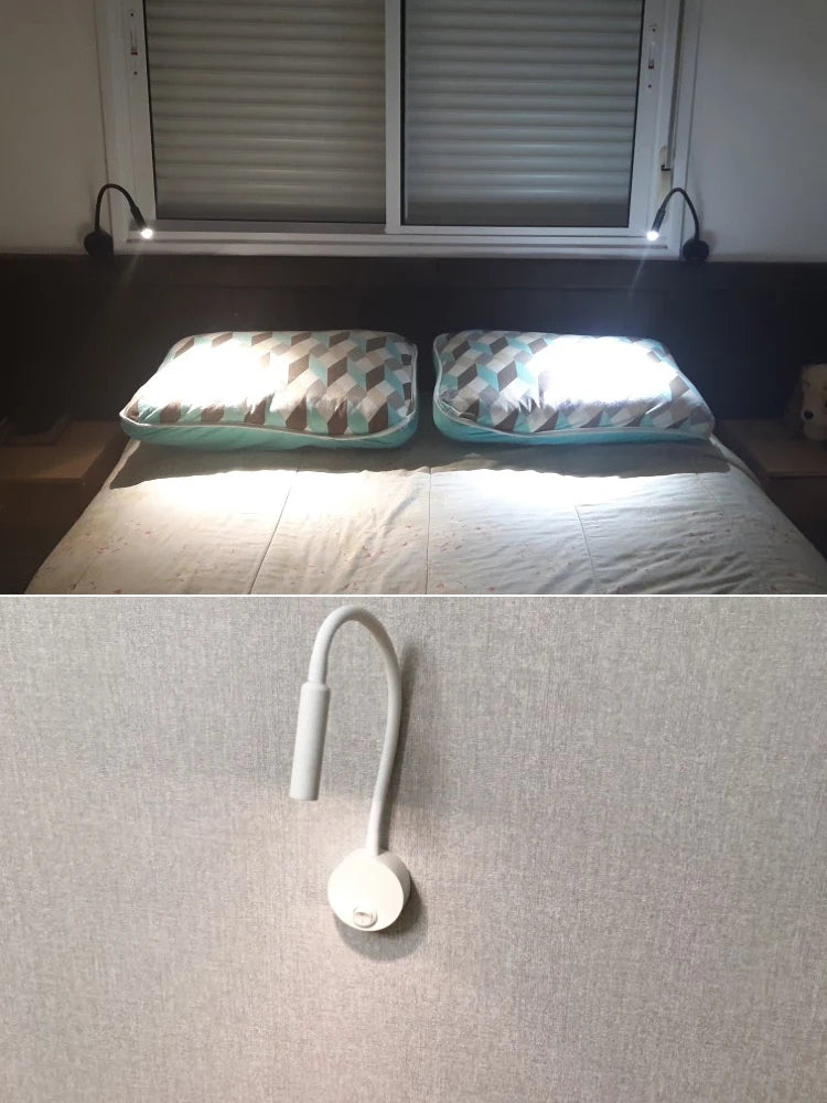 lampe table flexible moderne noir blanc argent fixée mur interrupteur led base minimaliste