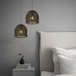 abat jour tressé bohème semi transparent chevron naturel suspension chambre restaurant