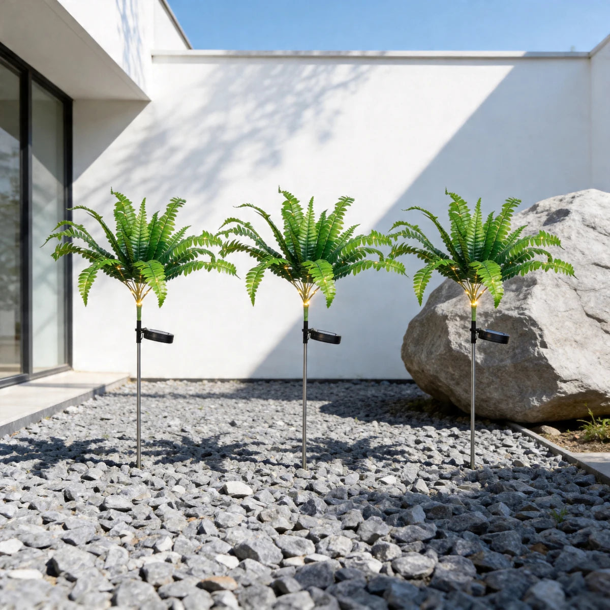 décoration extérieure plante artificielle verte clips moderne lumière solaire feuilles fines jardinextérieur