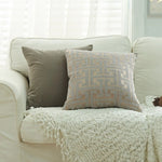 coussin patchwork géométrique bleu gris moderne 45x45cm polyester cotonversible décoration intérieure