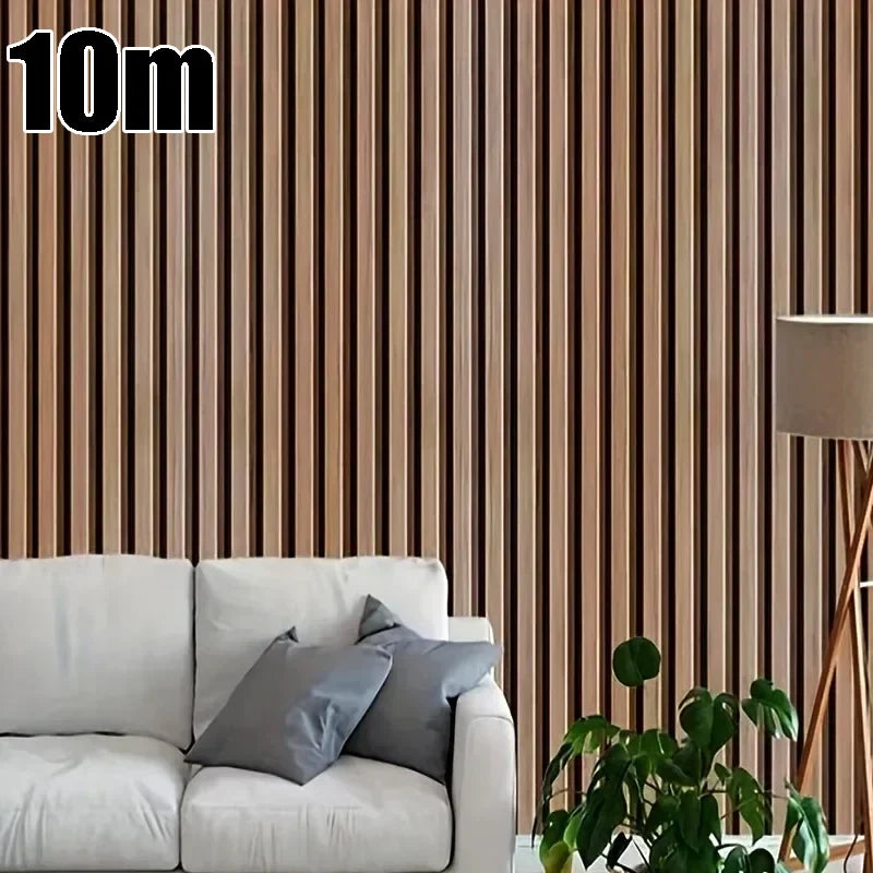 décoration murale papier peint motifs lignes verticales moderne minimaliste adhésif PVC marron beige gris