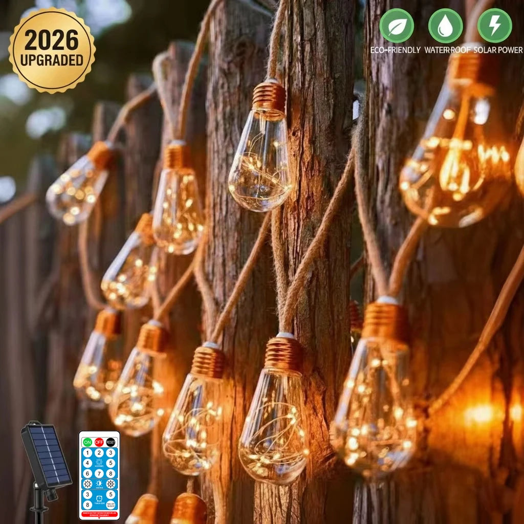 guirlande lumineuse vintage blanc chaud 16 ampoules led cordon coton boho chicextérieur