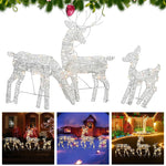 Lot de 3 rennes lumineux LED bleus pour décoration Noël extérieur