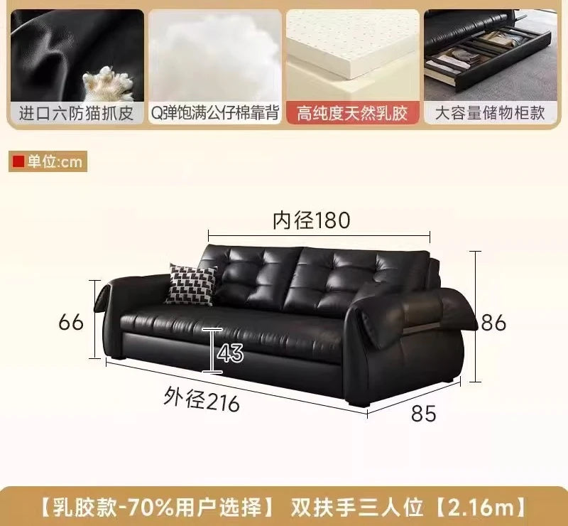 canapé lit noir simili cuir moderne coussin décoratif table basse tapis couverture