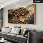 toile peinte abstraite contemporaine marron beige gris texture bois fond granulaire sans cadre moderne