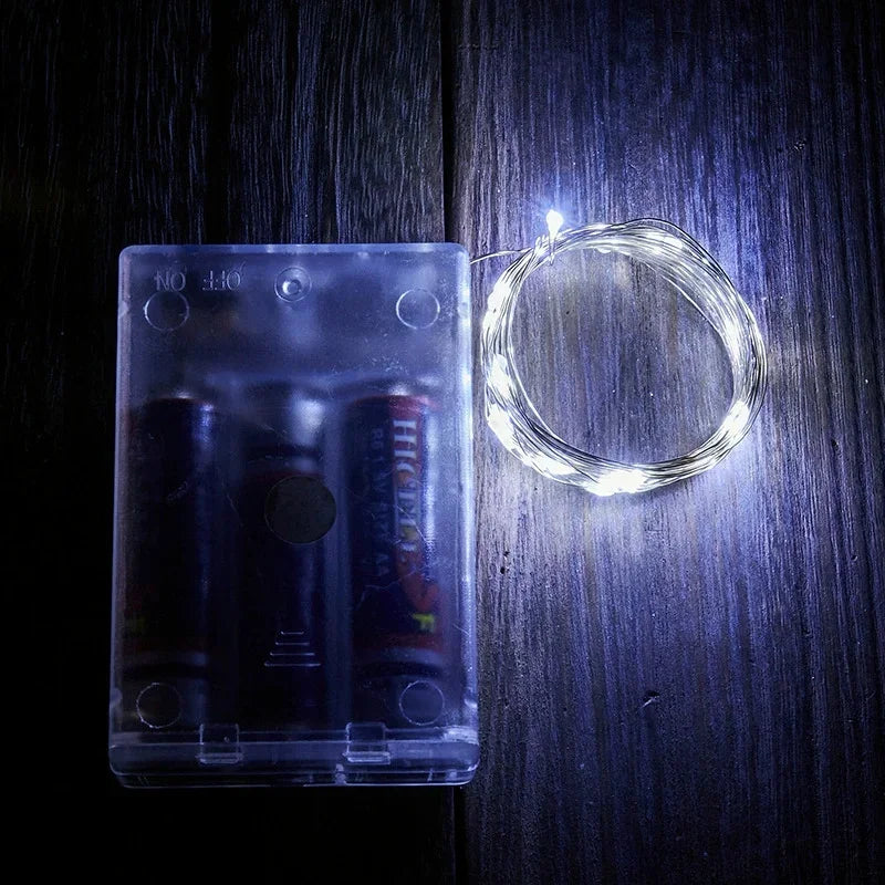 guirlande lumineuse led fil cuivre décoration extérieur mariage fête jardin batterie piles rechargeables