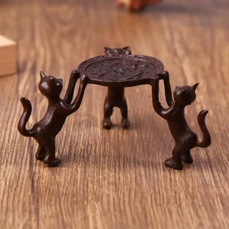 sculpture décoration maison trois chats table bronze motif floral traditionnel asiatique decoration chambre bougies