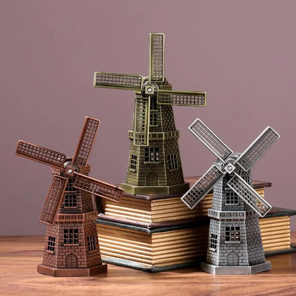 décoration intérieure vintage miniature moulin vent bronze ornements rustiques figurines