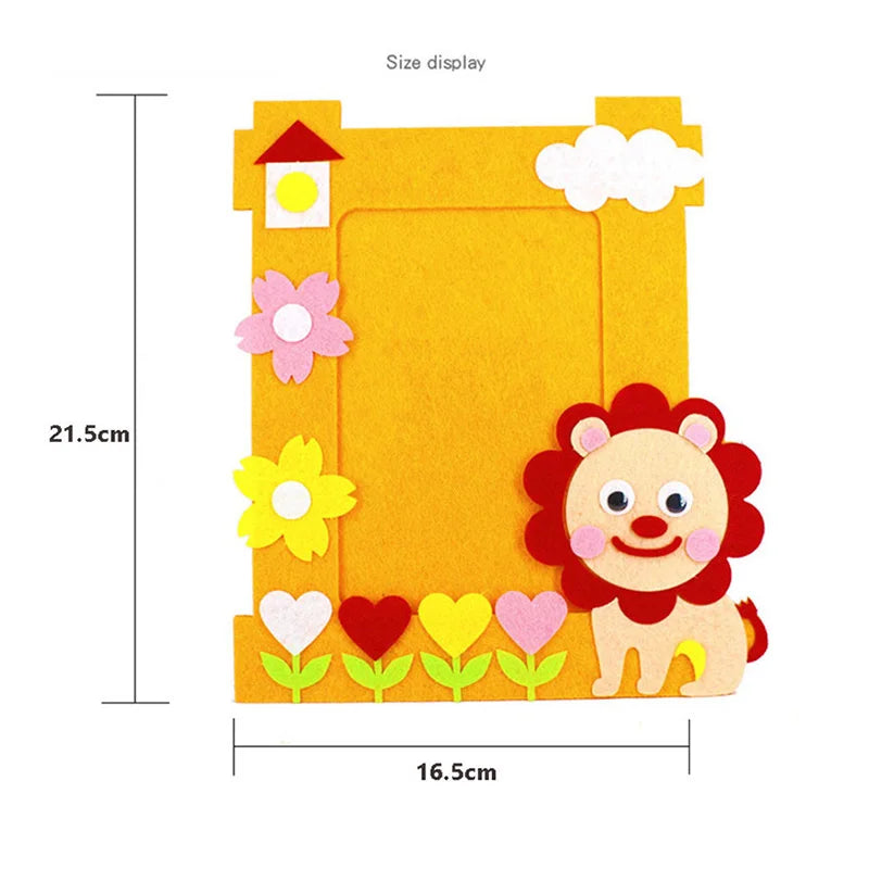 cadres photo animaux fleurs créatifs enfants rose marron bleu blanc autocollant adhésif découpage guide
