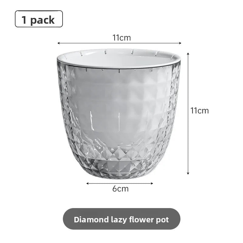 pots fleurs transparents diamant moderne hydroponie culture plantes absorption automatique'eau 11cm 16cm