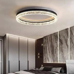 plafonnier led moderne orné cristaux blanc noir circulaire élégant surface interrupteur bouton lumière neutre