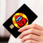 autocollants protection carte credit debit dessin anime noir rouge jaune bleu opaques waterprooche réutilisables
