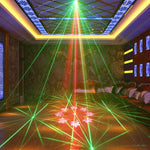 projecteur laser fête noir disco dj télécommande moderne ludique son activé rotation patterns bar