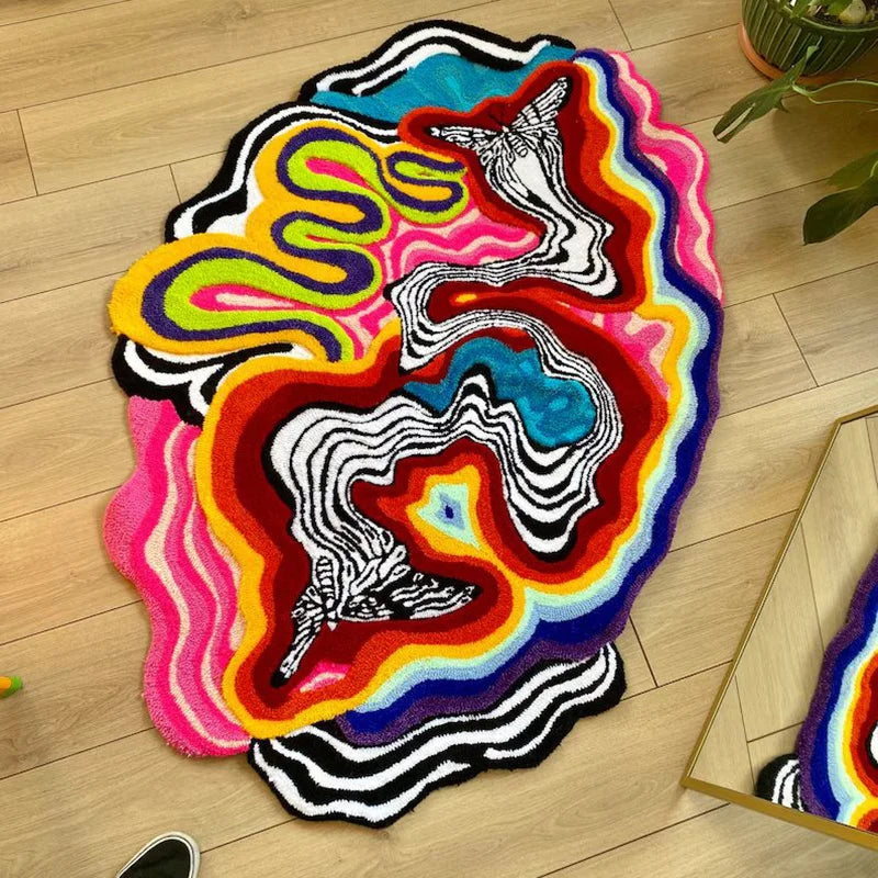 tapis multicolore abstrait moderne antidérapant absorbant eau chambre salon intérieur polyester