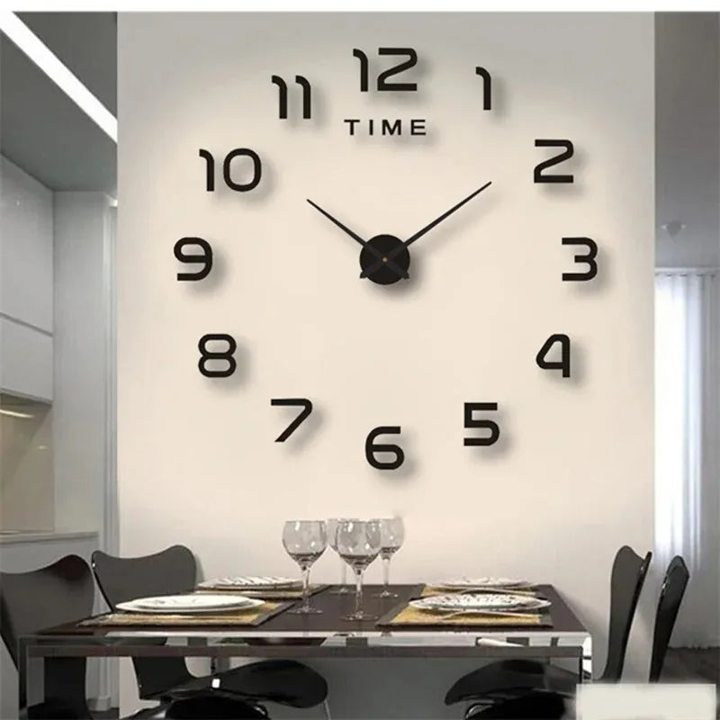 horloge murale moderne stickers numérotés 3d vert fluo noir doré minimaliste salon
