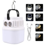 lampe camping rechargeable usb orange blanc moderne interrupteur crochet métallique led