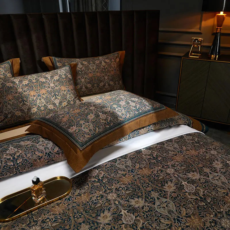 Ensemble 4 pièces disposé sur un lit, montrant les tailles disponibles