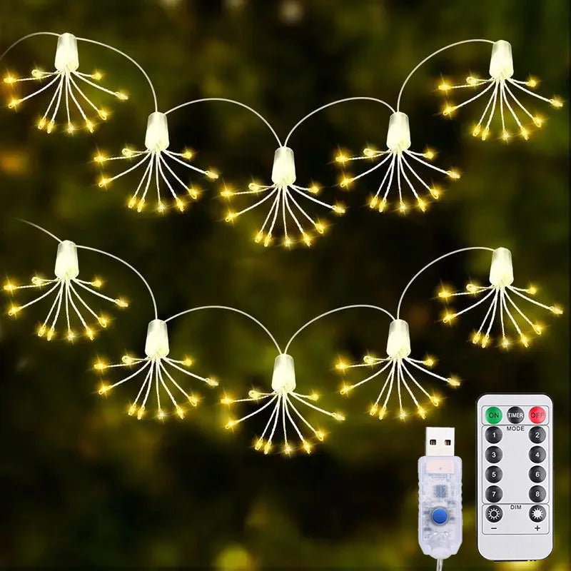 guirlande lumineuse led diy forme fleur multicolore blanc clips moderne décoration noël mariage festivité