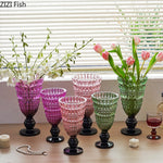 vase verre rose vert violet transparent gravé strié classique élégant décoration table floral