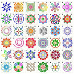 gommettes géométriques motifs floraux blanc bleu moderne décoratif clips métalliquesscrição