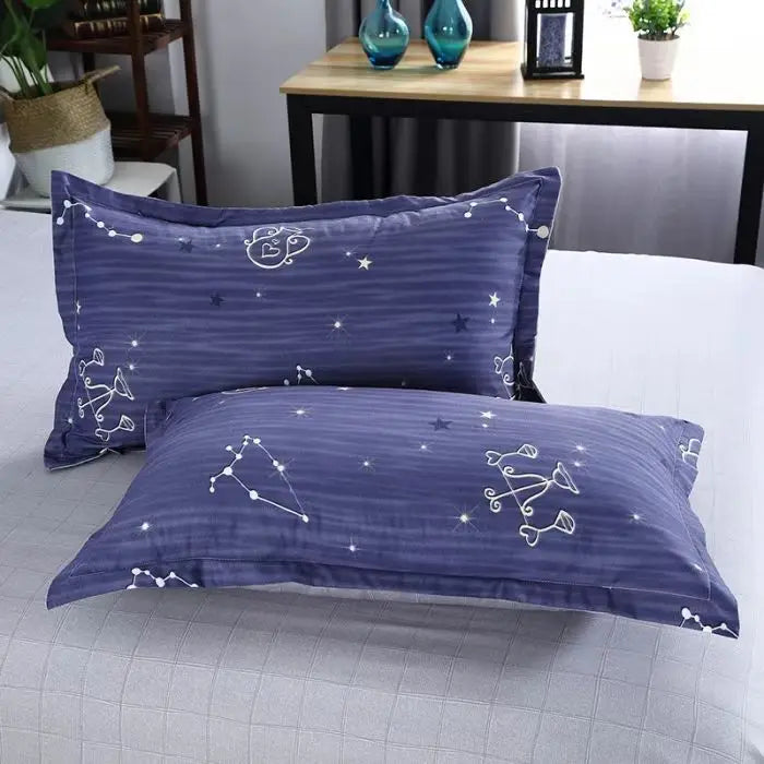 taies d'oreiller rectangulaires bleu clair gris motifs géométriques moderne non toxique 100 polyester 48x74cm