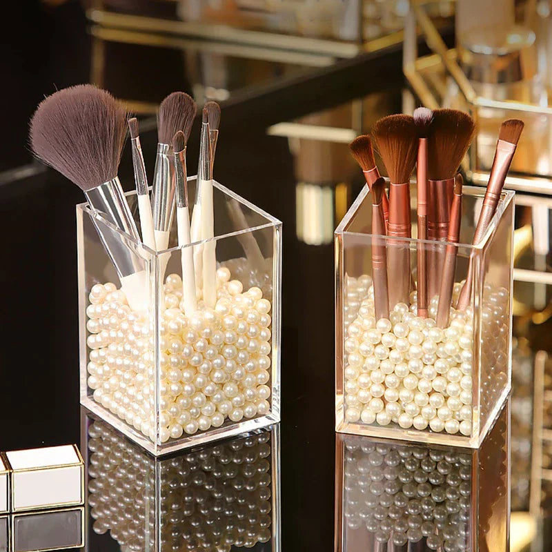 rangements modernes pinceaux maquillage transparent boîte élégante simple organisateur cosmétiques