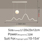 suspension moderne minimaliste luminaire vague lune forme ondulée blanc noir doré led chambre restaurant