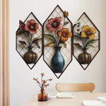 décoration murale moderne fleurs stylisées vases autocollants muriaux multicolores