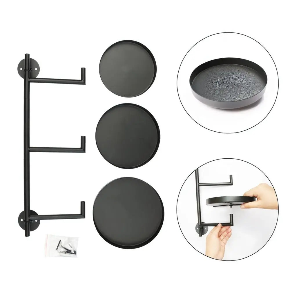 étagère murale moderne noire plateaux métal fixations inclusesintérieur balcon jardin