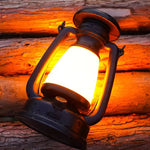 lanterne portable rétro métal noir vintage interrupteur rotatif poignée rechargeable campingintérieurDecoration