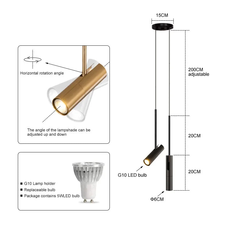 lampe suspendue moderne minimaliste noir ampoule led g10 remplaçable flux lumineux 249 2000