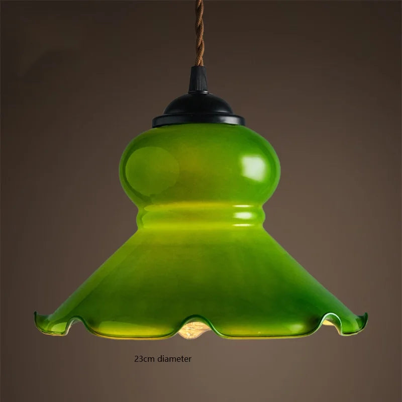 lampe suspendue vintage vert ombre matériau pierre verre 25cm ajustable 200cm autonomie e27