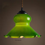 lampe suspendue vintage vert ombre matériau pierre verre 25cm ajustable 200cm autonomie e27