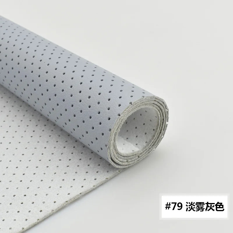 tissu faux cuir perforé ameublement canapé décoration couture robuste couleur gris clair