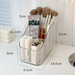 organisateur maquillage transparent moderne rayures verticales brosse crayon palette fards flacons pochette réutilisable polyvalent
