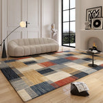 tapis multicolore carreaux géométriques moderne salon chambre extérieur polypropylène polyester lavable main machine
