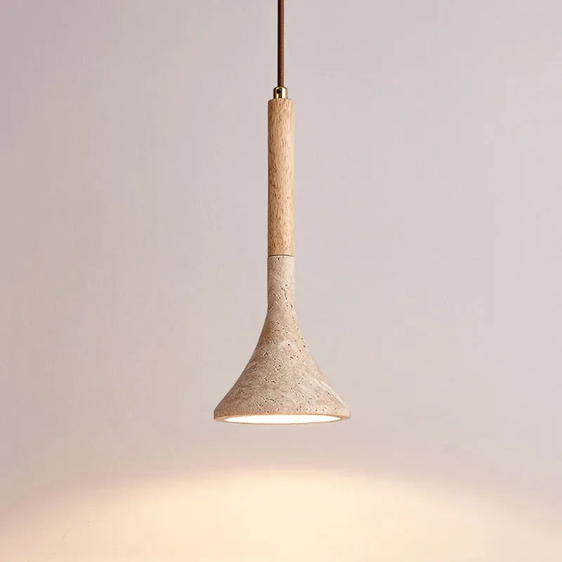 suspension lumineuse moderne pierre beige clair texture granulée opacité câble noir led 90 260v