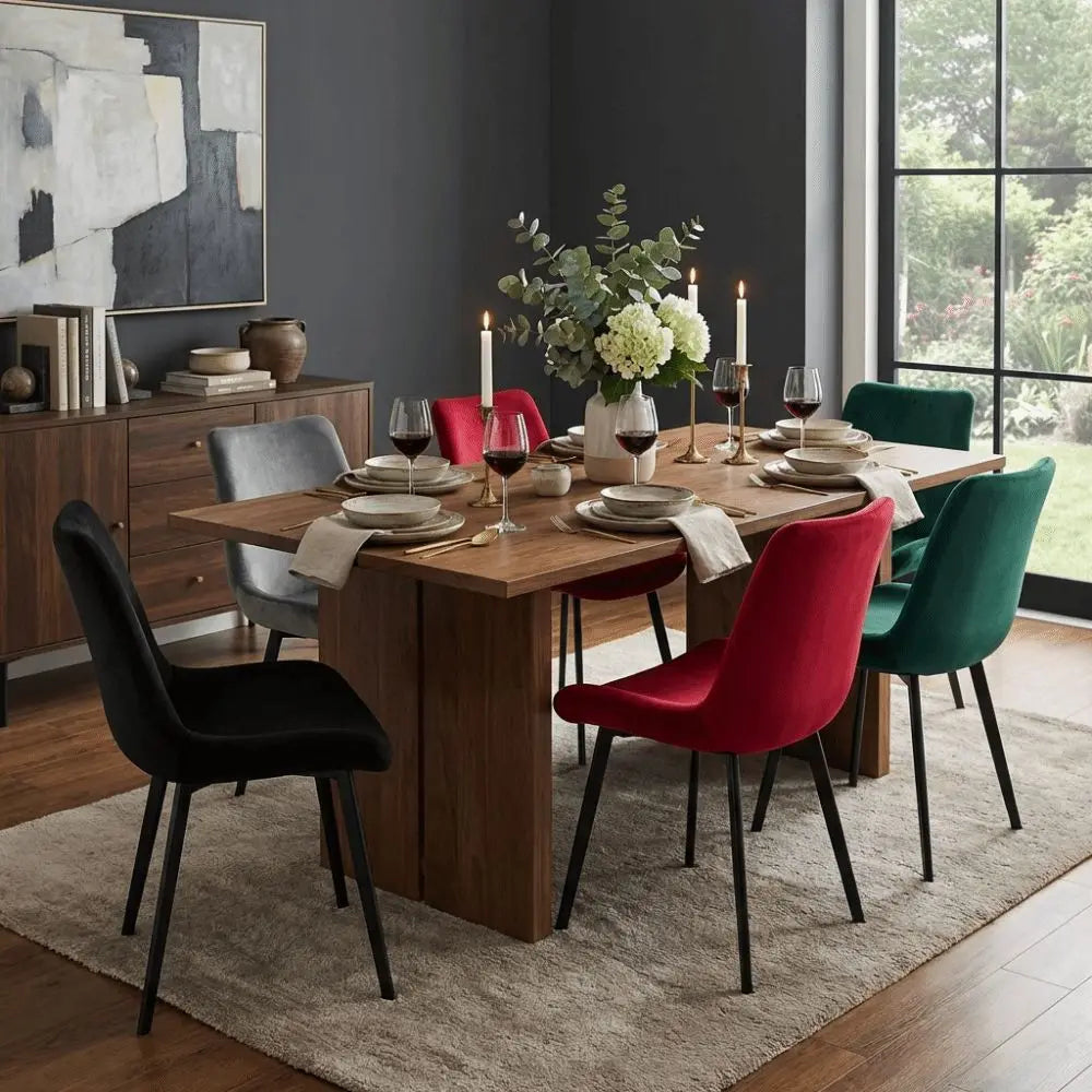 chaises modernes velours noires vertes rouges grises beiges accueil polyester