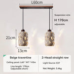 suspension lumineuse moderne pierre texture granulée gris beige noir éclairage ambiance chambre salonhôtel