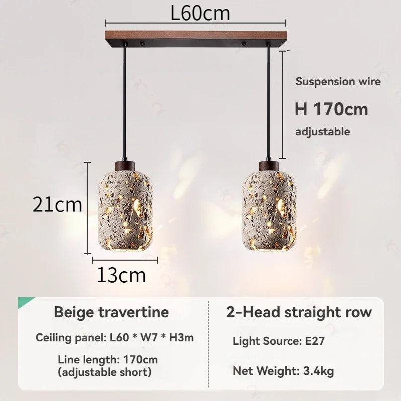suspension lumineuse moderne pierre texture granulée gris beige noir éclairage ambiance chambre salonhôtel