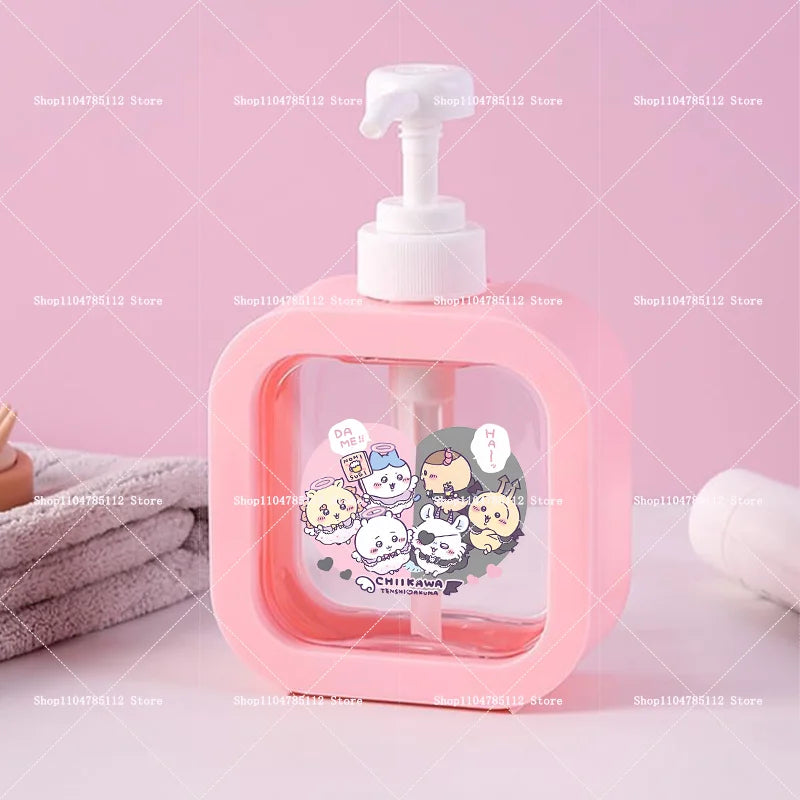 distributeur savon liquide rose dessins animés personnages mignons transparent moderne poignée pompe rechargeable
