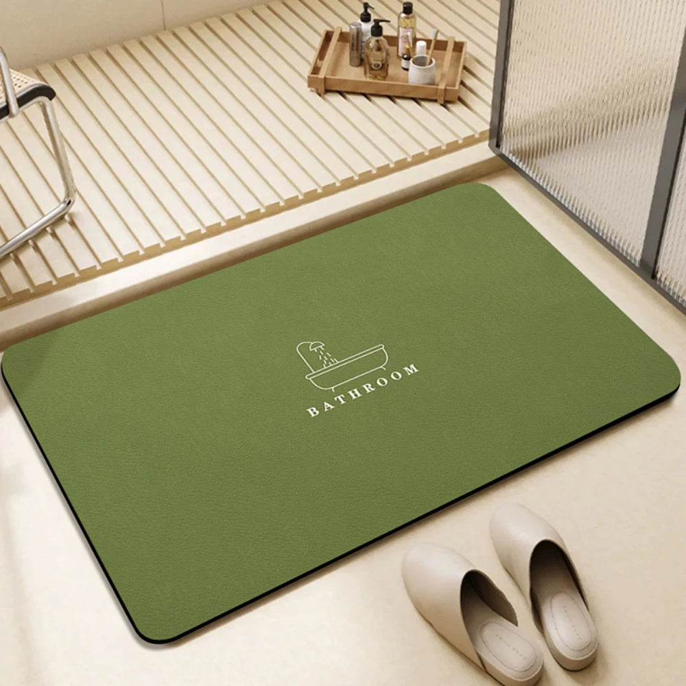 tapis sol salle bain absorbant séchage rapide antidérapant moderne gris bleu vert uni