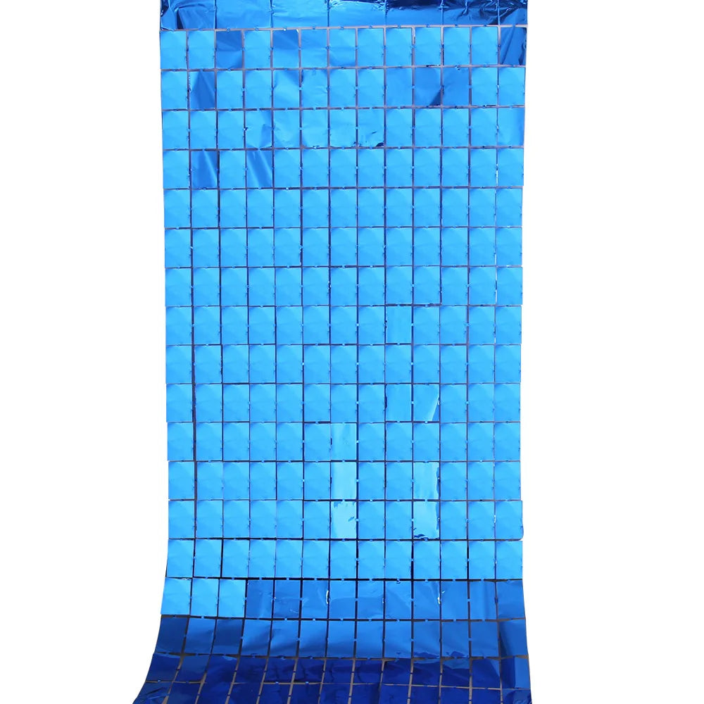rideau décoratif moderne argent bleu or rose mosaïque carrés brillants opacité adhésif double face